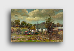 Oil painting Village Ukrainian painter canvas Unframed original Decor landscape