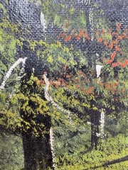 VTG Pair Signed Noel Oil Paintings on Board Forest Landscapes Gold Frames Ornate
