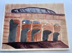 URBAN MODERNIST PAINTING ARCHITECTURAL ABSTRACT REGIONALISM SIGNED VINTAGE