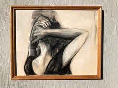 MY DANCE PARTNER–an Original Painting: Pen, Ink, Watercolor. Well Framed, MINT.