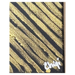 Geometric Line Abstraction 12×12 Gold & Black Hand Painted Canvas