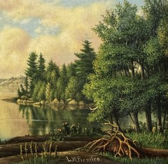 Exceptional 19th C. Levi Wells Prentice Adirondacks Lake Landscape Oil SIGNED