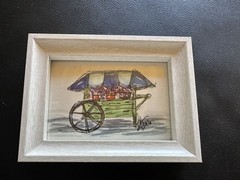 Mini “Flower Cart ” Original Watercolor (Farm Stand Collection ) White Frame