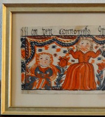 Early 19th-Century Swedish Figural Bonad Folk Art Painting Rare Hand Painted
