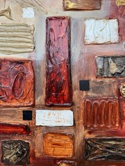 Original Old Russian Abstract Composition, Oil Painting, Signed, 60.0×60.0 cm