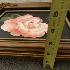 Vntg Pink Rose Original Oil Painting Still Life Floral 14” X 17” Free Ship!