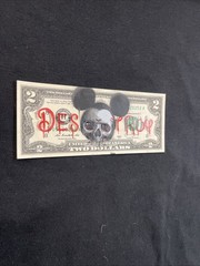 skull mickey DESTROY 2 Dollar Bill Original painting Graffiti Art Street Art