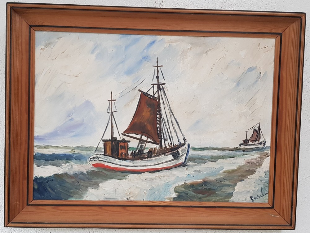 No.: 334 oil painting artwork painting oil painting seafaring sea ship people