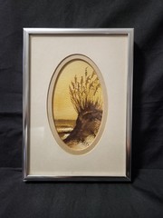 Framed Miniature Coastal Landscape Watercolor Painting Dunes Beach Grass