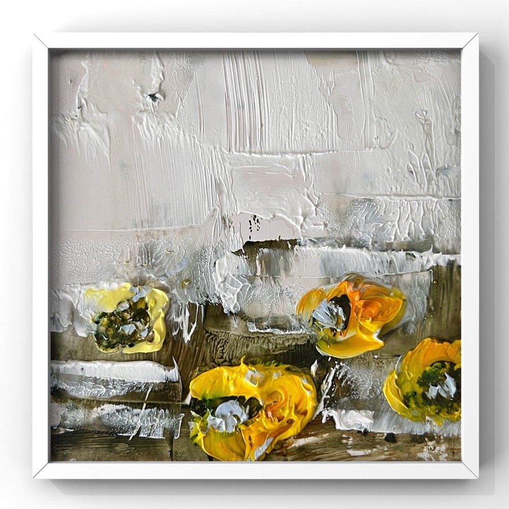 Tennessee Sunflower Farm Abstract Oil Painting Rustic Country Living Room Decor