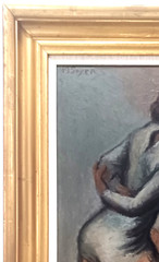 MOSES SOYER LISTED AMERICAN WPA SIGNED ORIG OIL on MASONITE TWO WOMEN FIGURAL