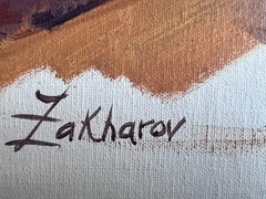 Young Man Dark Hair Beard Green Eyes Contemporary Realism Impressionism Signed
