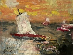 1982 Original Father Emilian Glocar Seascape Sailboat Oil Painting Signed