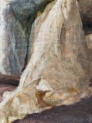 PORTRAIT OF SARAH BERNARDT AT THE THEATER SIGNED S. B. FRENCH OIL PANEL 19th