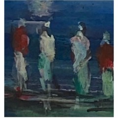 Early 21st Century Argentine Small Oil on Board Boats on the Lake Artist Signed