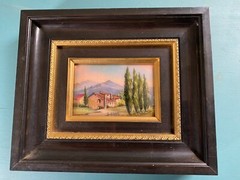 Vintage Email Emaur Francoise Limoges France “ Maison in Provence“  7 1/8′ X 6′ 