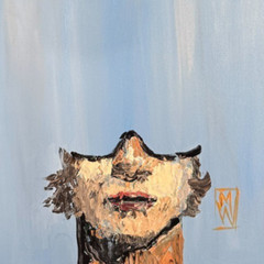 Original Mike Wehner Self Portrait Split Mind Trippy Canvas Art Painting 36×18″