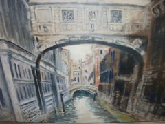 „Bridge of Sighs“ oil painting by Adriano Spilimbergo (1901-1975) LISTED.