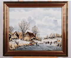 Delft Hand Painted Framed Porcelain Plaque M. C. Krieger – After J.B. Klombeck