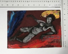 Reclining in a Yellow Hat 2004 C Peterson * Original Oil Painting * Painted lady
