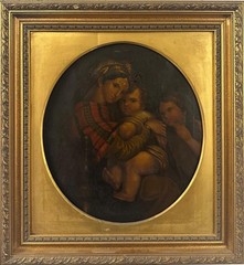 After Raphael (19TH Cen-ry) : Holly Family , Oil On Canvas , Entitled Verso