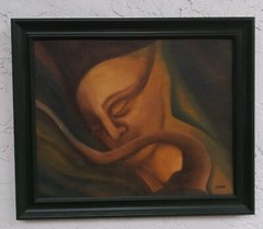Lucia M. Merwin Haunting Oil on Board „Dream“ by New Jersey Artist