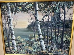 William H. Truitt Signed Coastal Dogwoods Painting – Maine – 15.5″ x 23.75″