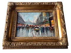 French Oil Painting Signed Manner Edouard Leon Cortes Boulevard Montmartre 1900s