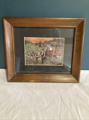 Vintage Framed 4 Black Farm Workers, Donkey & Wagon 1977 Marcel Stockmans