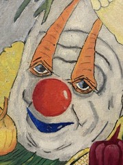 🔥 Vintage Old Outsider NIGHTMARE Vegetable Pogo CLOWN Circus FREAK Oil Painting
