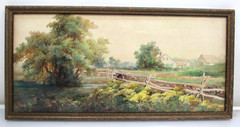 Lizzie Edna Martin Original Watercolor Painting New England Farmhouse Farm 1910s