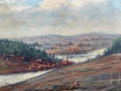 IMPRESSIONIST MARTIN JOHAN TENGBERG 1877-1941 STADT AM FJORD ÖLGEMÄLDE UM 1900