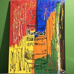 Jessy Sotovo Humalog Insulin Bottle Abstract Canvas Painting Signed 2022 Large