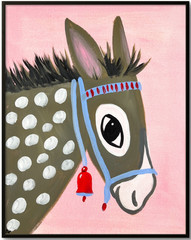 Whimsical Donkey Portrait Painting, Charming Animal Art 11×14