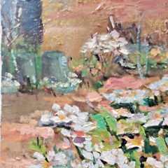 Oil On Canvas Painting Southwest Flowers Signed Lorie Nielsen 1966 9 1/2 x 13