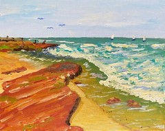 Gorgeous Oil Painting. La Jolla San Diego Ocean Scene. Original. Impressionism