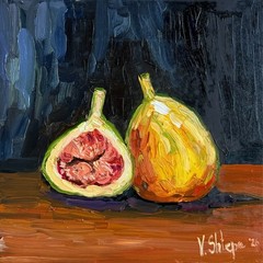 Figs Original Oil Painting Fruit Still Life Kitchen Impressionism Art Signed