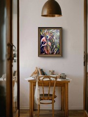 Original Acrylic Canvas 16 X 12 In Funky Chicken Kitchen Art Hand Painted