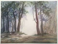 VINTAGE ORIGINAL WATERCOLOR “ QUIET TREES “ LOIS DARLING Noted Illustrator