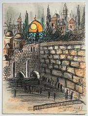 Eli Abrahami ( 20th Century ) ImpressIonism Judaica Western Wall Painting