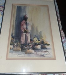 Gaye Sanders Fisher Signed Watercolor Print Charleston Flower Lady S C.