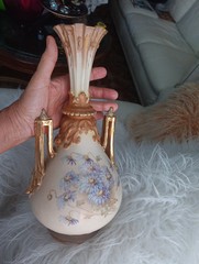 Art Noveau Vase 13X 7. 1 X2 Handmade Paint. Soo Gourgeus 1883 .perfect Cond.