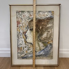 Ljubo Biro Mixed Media Impasto Painting Young Woman Mid Century Modern 1970s