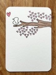 ACEO Original Art Love Bird Hearts Tree Color Pencils Series 5/6