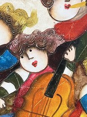 Joyce Roybal Signed Original Musicians Oil Painting Art 10×8” Frame 14×16”