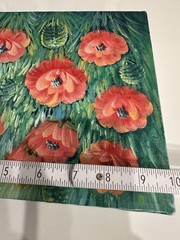 Hand Painted Poppies Floral Acrylic Painting on Canvas Board Signed