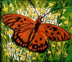 YARY DLUHOS Butterfly Insect Spring Nature Animals Original Art Oil Painting