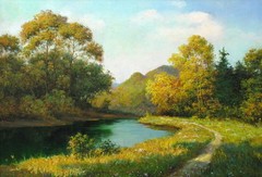 Wall art Canvas Print Oil painting Picture landscape lake on canvas L099