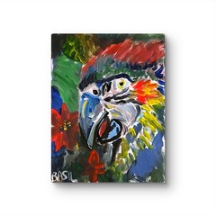 Parrot Unique Abstract Expressionism Wall Art Canvas Board 11×14.
