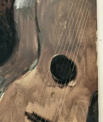 Salvador Cabrera Filipino O/C Painting Musician with Guitar – LARGE! 31″ X 31″